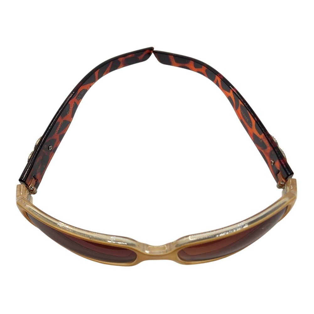 Women's Oversized Fashion Sunglasses Brown Gradient Tortoise Rhinestone Accent - Picture 2 of 7